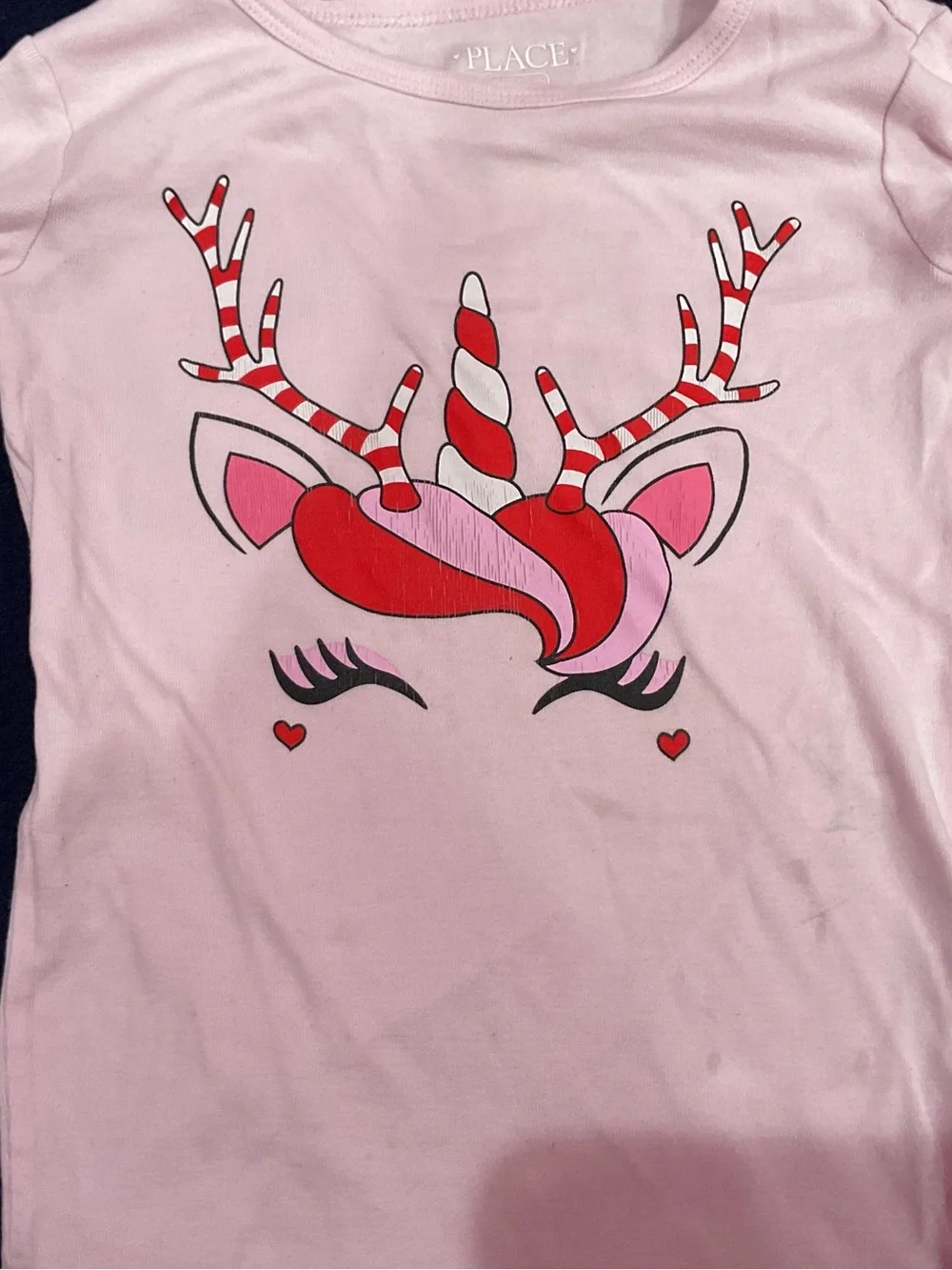 The Children's Place Girls Pink Unicorn Christmas Pajama Top Size 6